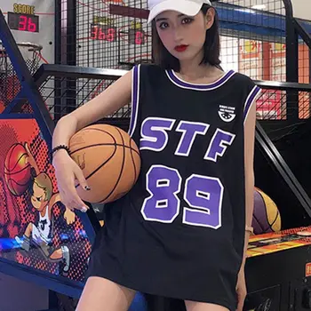 Корейская летняя баскетбольная толстовка BF без рукавов с надписью Street Basketball Средней длины, Свободная майка без рукавов, Harajuku, спортивный топ