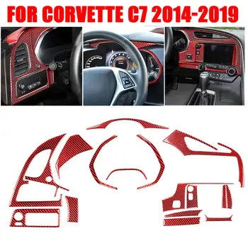 Красный комплект приборной панели из углеродного волокна, внутренняя отделка для Chevrolet Corvette C7 2014-2019