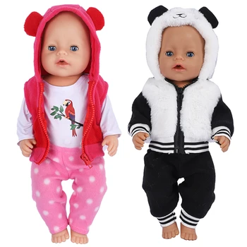 Кукольная одежда 43 см, милый теплый костюм с попугаем, Худи для Новорожденных 17 дюймов + брюки, аксессуары для кукол для детей, кукольный наряд, подарок для девочки