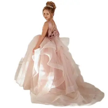 Многоуровневые платья с цветочным узором для девочек на свадьбу, для младших подружек невесты, Винтажное детское вечернее Платье для вечеринки в честь Дня рождения, платье Принцессы для Первого причастия