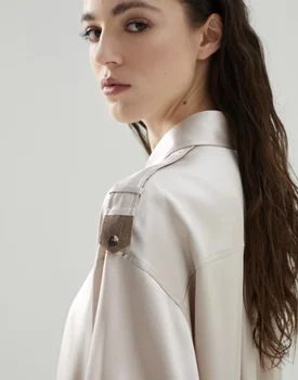 Модная женская блузка 2023, Легкая шелковая роскошная однобортная рубашка Высокого качества для поездок на работу, повседневный Топ Женский