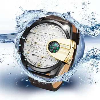 Мужские крутые черные Модные брендовые часы с увеличенным циферблатом, Водонепроницаемые кварцевые часы Tide