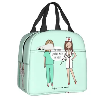 Мультяшная Женская сумка для ланча с принтом Медсестры, доктора, Женский Портативный кулер, термоизолированный Ланч-бокс для детей, коробка для хранения Бенто