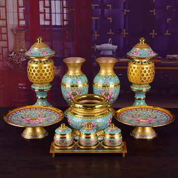 Набор высококачественной буддийской посуды для ДОМАШНЕГО Храма, святилище, хранящее поклонение богатству, лампа будды Бога, курильница для благовоний, чаши для святой воды, подносы