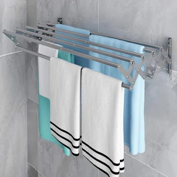 Настенный сушильный шкаф из нержавеющей стали - Складная вешалка для одежды, Компактная настенная вешалка, Подвесной держатель для полотенец для прачечной