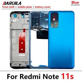 Оригинальная Новая задняя крышка батарейного отсека Корпус для Redmi Note 11 4G Передняя + средняя рамка Держатель Запасные части