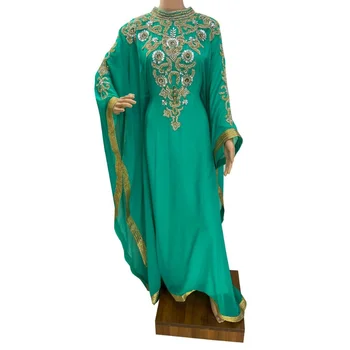 Платье цвета морской волны Марокко Дубай Фараша Джорджет Европейский и американский модный тренд