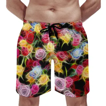 Пляжные шорты с абстрактным цветком, Роза ощущений, качественные пляжные брюки с принтом, мужские Пляжные Брюки Большого размера