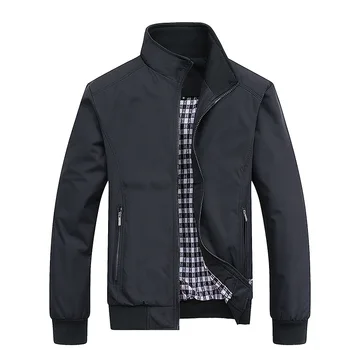 Повседневная мужская одежда Корейская версия, красивая куртка на молнии, однотонная короткая мужская куртка, однотонная куртка в деловом стиле