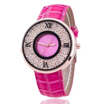 Популярные Модные Женские часы со стразами, Плюшевые кожаные женские кварцевые часы в стиле Vogue Relogio Feminino