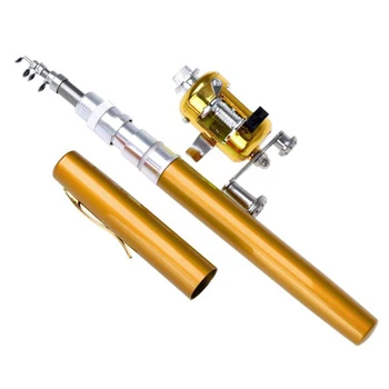Портативная карманная телескопическая Мини-удочка в форме ручки, сложенная удочка с катушечным колесом