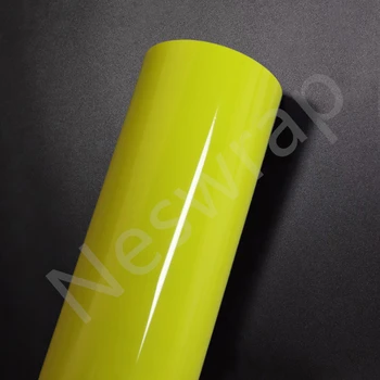 Премиум супер глянцевая лимонно-желтая виниловая пленка глянцевая желтая виниловая пленка для автомобиля, без пузырьков, съемная гарантия качества