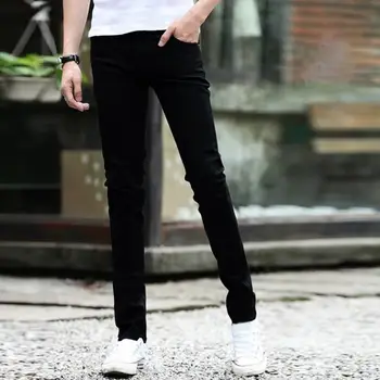 Простые длинные брюки длиной до щиколоток с застежкой-молнией, 3D крой, мужские осенние облегающие джинсы-карандаш, универсальные джинсы-карандаш