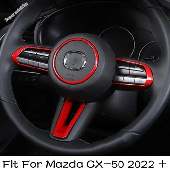 Рамка для Кнопки Рулевого колеса, Декоративная Накладка, Подходит Для Mazda CX-50 2022-2024, Автомобильный Красный/Аксессуары Из Углеродного Волокна, Комплект для Интерьера