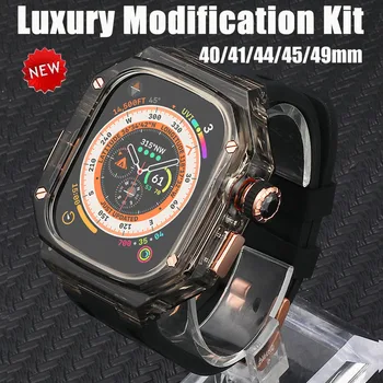 Роскошный Комплект Модификации для Apple Watch Case Ultra 49 мм Дизайнерский Ремонтный мод iWatch 8 7 6 5 4 SE 45 мм 44 мм 41 мм 40 мм Резиновая лента