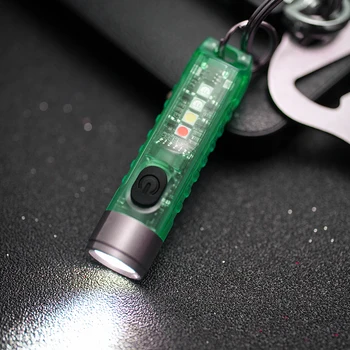 Светодиодный мини-фонарик Брелок Портативный фонарик на открытом воздухе Водонепроницаемый Встроенный аккумулятор USB Перезаряжаемые походные фонари для кемпинга