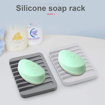 Силиконовая подставка для мыла, сливающаяся без перфорации, Экономящая пространство Ванной комнаты, Нескользящая Сливная Силиконовая мыльница со сливом в ванную