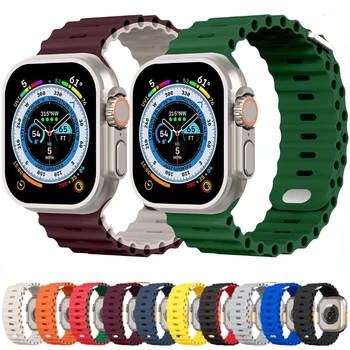 Силиконовый ремешок для Apple Watch Ultra 49 мм 8 7 45 мм 41 мм Спортивные часы Дышащий браслет для iwatch 65432 SE 44 мм 42 мм 40 мм ремешок