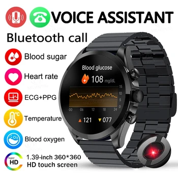 Умные часы SACOSDING Bluetooth Call, фитнес-трекер, глюкометр, термометр, часы для здоровья, ЭКГ + PPG, уровень глюкозы в крови, умные часы для мужчин