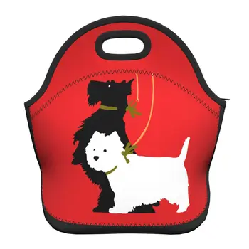 Уэст-Хайленд-Уайт-терьер и Скотти Изолированная сумка для ланча, Женская сумка для собак с шотландским терьером, Термоохладитель, Неопреновый Ланч-бокс для еды