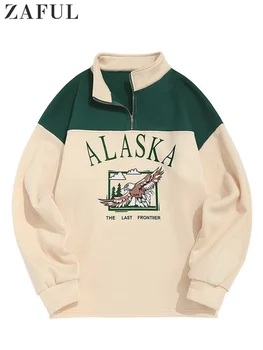 Флисовый свитер для Мужчин ALASKA rapic Eale С Принтом, свитер с Цветными Блоками, Винтажный Уличный Пуловер, Свитера в стиле Унисекс