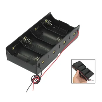 Черный Держатель Батареи 4 x 1.5 V D, Футляр Для Хранения, Коробка с Проводными Выводами