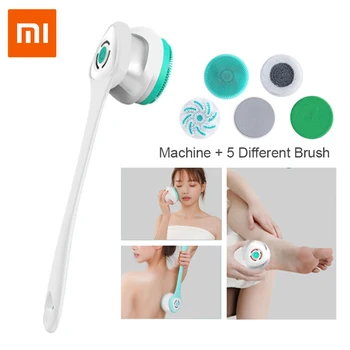 Электрическая щетка для ванны Xiaomi, Очищающая Массажная щетка для тела, Многофункциональная Вращающаяся спа-щетка, Водонепроницаемая Длинная ручка Для растирания спины