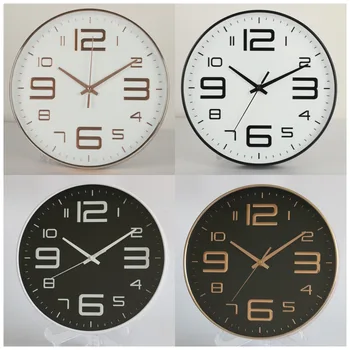 【12 дюймов 30 см 】 Бесшумные настенные часы креативная мода домашняя гостиная трехмерные цифровые минималистичные часы оптом