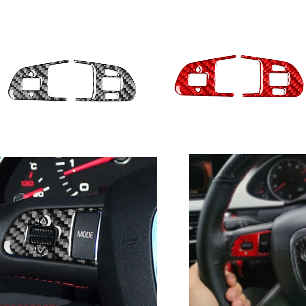 Для Audi Q7 2007 2008 2009 2010 2011 2012 2013 2014 2015 Кнопки рулевого колеса из настоящего углеродного волокна, крышка, Наклейка для салона Автомобиля - 0