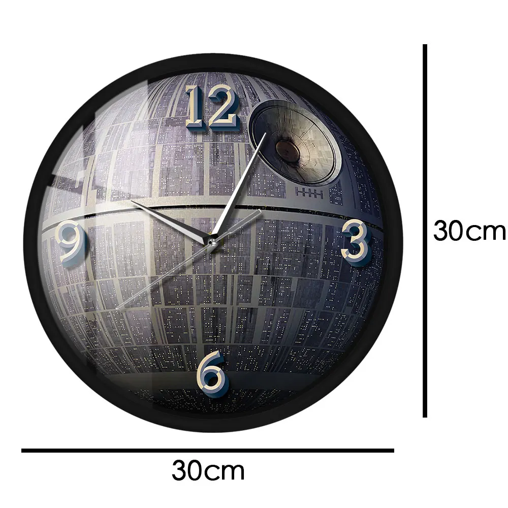 Круглые Уникальные настенные часы Walactic Space, активируемые звуком, светоизлучающие Звезда СМЕРТИ, светодиодная подсветка, Умная лампа с вымышленной планетой, часы - 3
