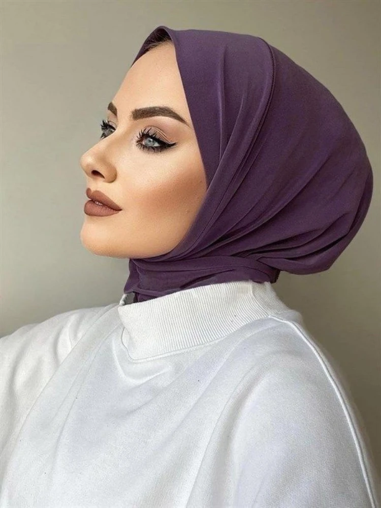 Мгновенные Хиджабы в Рамадан для женщин, Трикотажный Хиджаб, Внутренняя шапочка, Тюрбан, Головные платки для женщин, Исламская Мусульманская женская шляпа, Капот, Хиджаб - 1