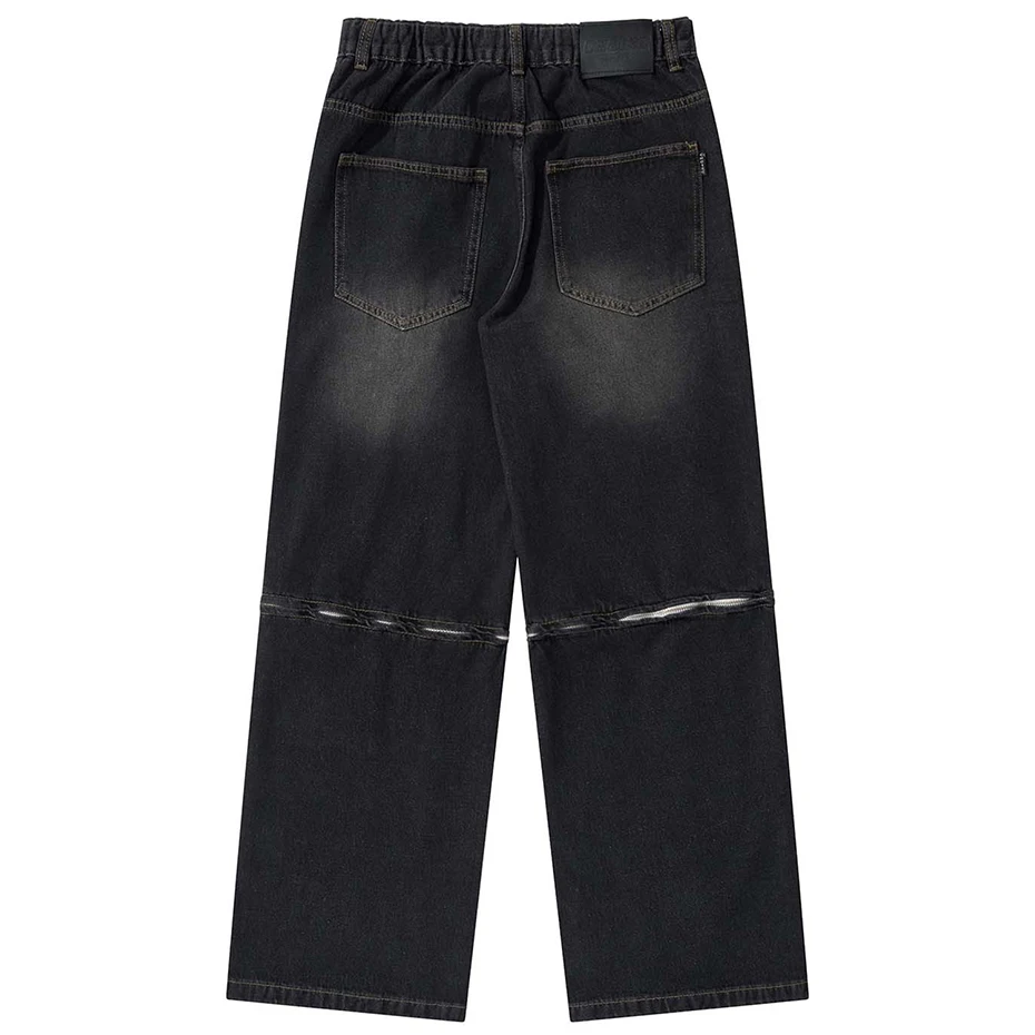 Мешковатые джинсы в стиле хип-хоп, уличная мода, свободные прямые джинсовые брюки Harajuku, джинсы для скейтбординга, мужские брюки - 3