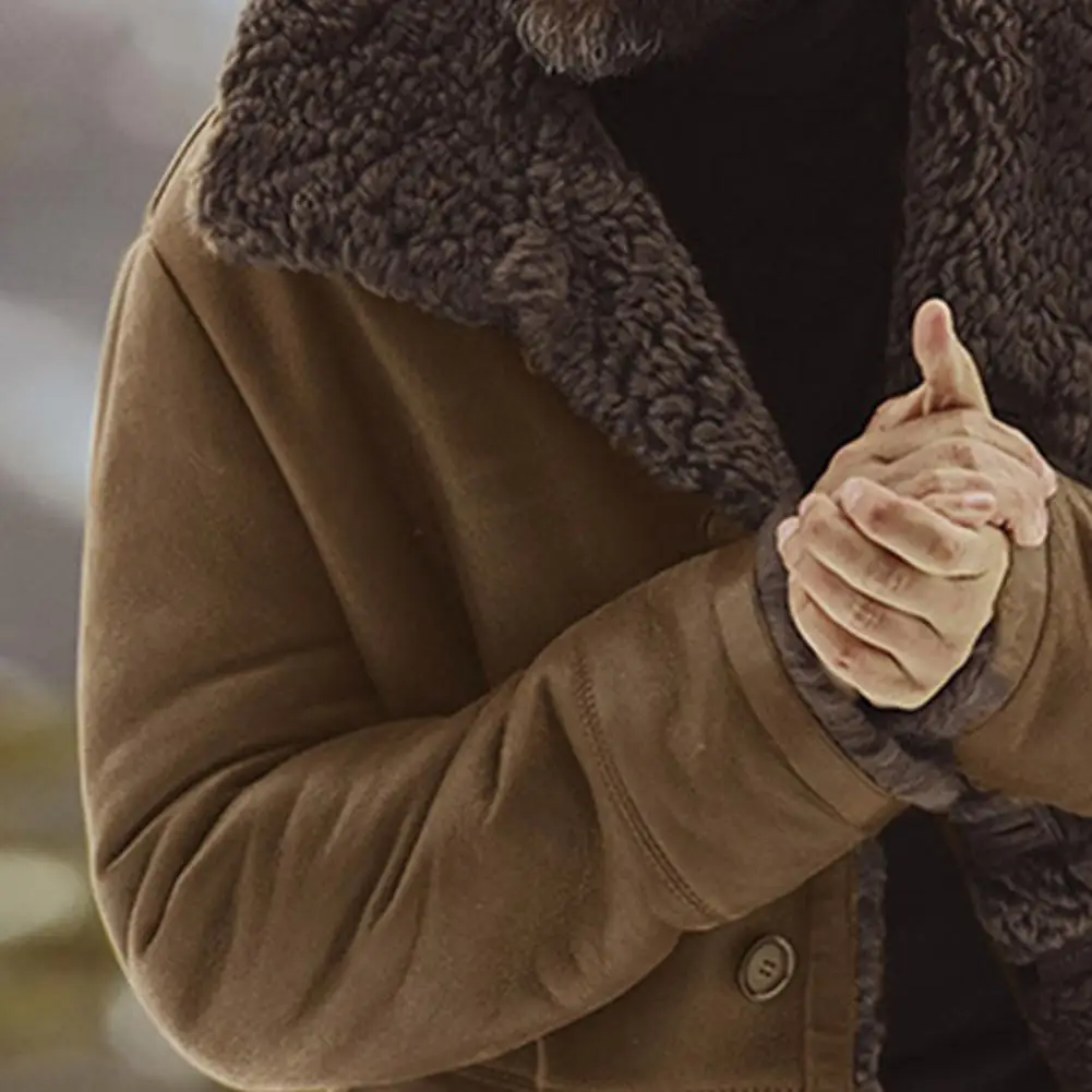 Мужское пальто утолщенного однотонного цвета средней длины, повседневная мужская зимняя теплая куртка на подкладке для повседневной носки, поездок в офис - 3