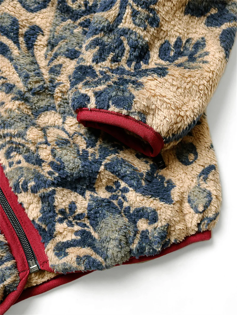 Повседневные пальто KAPITAL 24SS, Осенне-зимние Флисовые куртки на молнии из овечьей шерсти с рисунком в стиле Ретро для мужчин и женщин, модный Тренд - 4