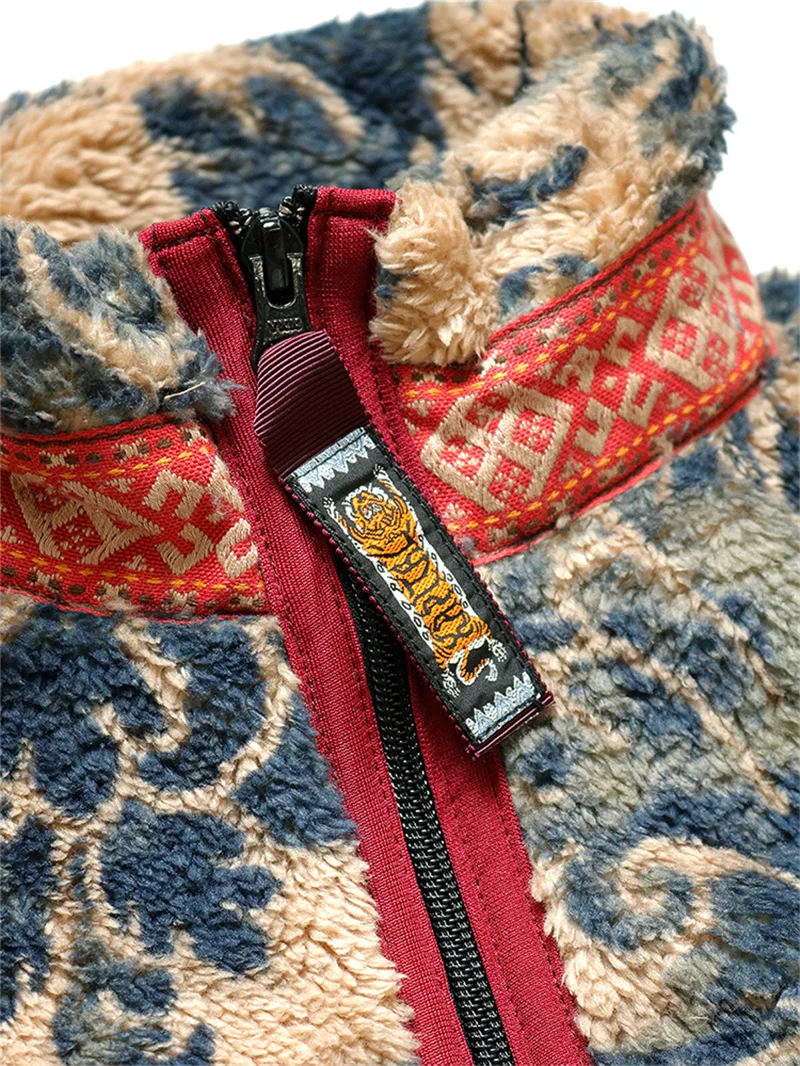 Повседневные пальто KAPITAL 24SS, Осенне-зимние Флисовые куртки на молнии из овечьей шерсти с рисунком в стиле Ретро для мужчин и женщин, модный Тренд - 5