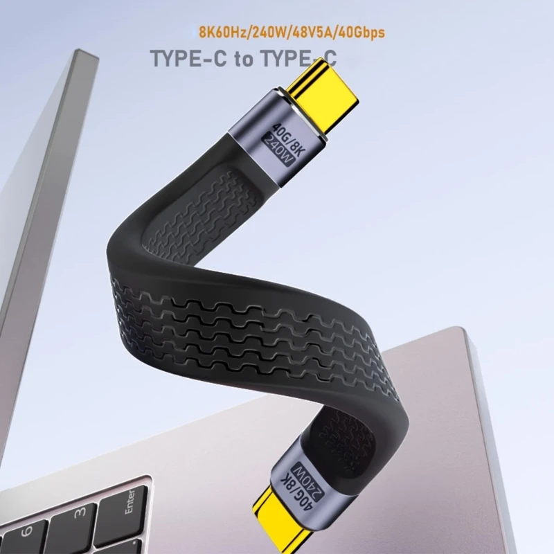 Прочный короткий кабель USB C к USB C, быстрая зарядка и 8K видео шнур Type C - 2