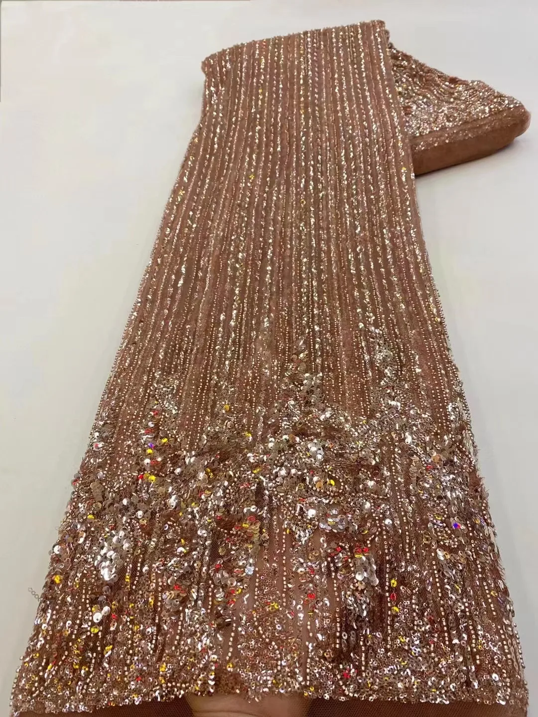 Роскошная африканская кружевная ткань 2023, высококачественная французская тюлевая сетка с пайетками, вышитая Ткань Для женщин, Свадебное платье для Новобрачных - 4