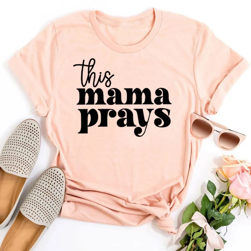 Рубашка Prays, милые футболки для мам, футболка для мамы в стиле Харадзюку, подарок маме на День рождения, христианские рубашки, Винтажная одежда, подарок на День матери - 4