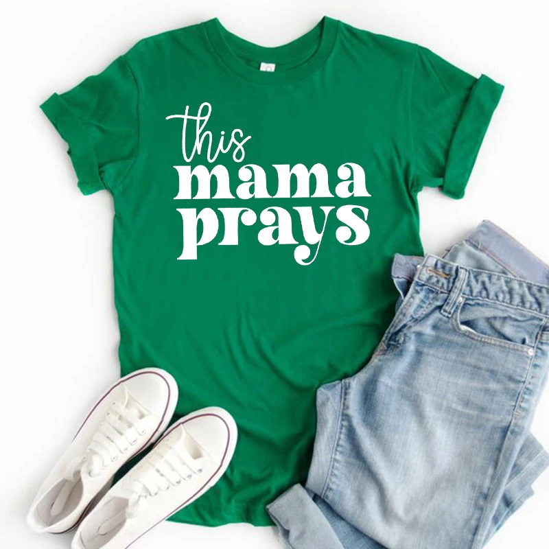 Рубашка Prays, милые футболки для мам, футболка для мамы в стиле Харадзюку, подарок маме на День рождения, христианские рубашки, Винтажная одежда, подарок на День матери - 5