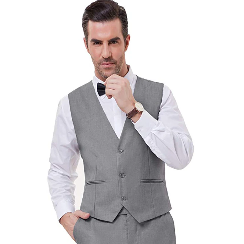 Серый Костюм Жениха Slim Fit One Button Suite, Блейзер, пальто, Смокинг, Серый Костюм для лучших мужчин из 3 предметов (жилет + брюки + пиджак) - 3