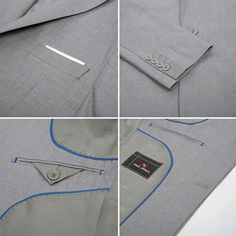 Серый Костюм Жениха Slim Fit One Button Suite, Блейзер, пальто, Смокинг, Серый Костюм для лучших мужчин из 3 предметов (жилет + брюки + пиджак) - 5