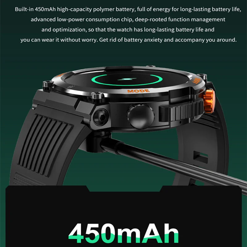 Смарт-Часы HT17 Мужские Компасы Светодиодное Освещение Спорт На открытом Воздухе Bluetooth Вызов 1,46 дюйма 450 мАч Большой Аккумулятор Трекер Здоровья Smartwatch - 5