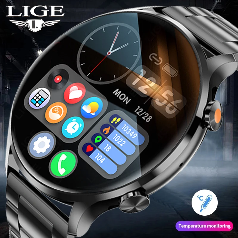 Смарт-часы LIGE Мужские Bluetooth-вызов, Часы с температурой тела, Физиологическая функция, Женские Умные часы 2023, спортивные водонепроницаемые часы - 0