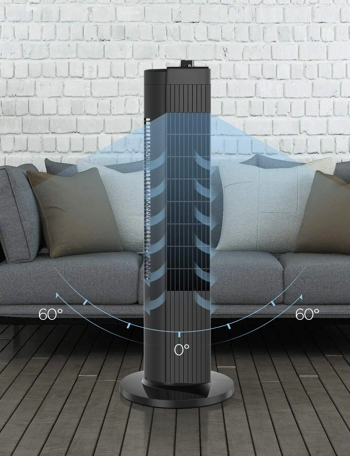 Трехскоростной башенный вентилятор, обычный для офиса, общежития, спальни, черные вентиляторы - 2