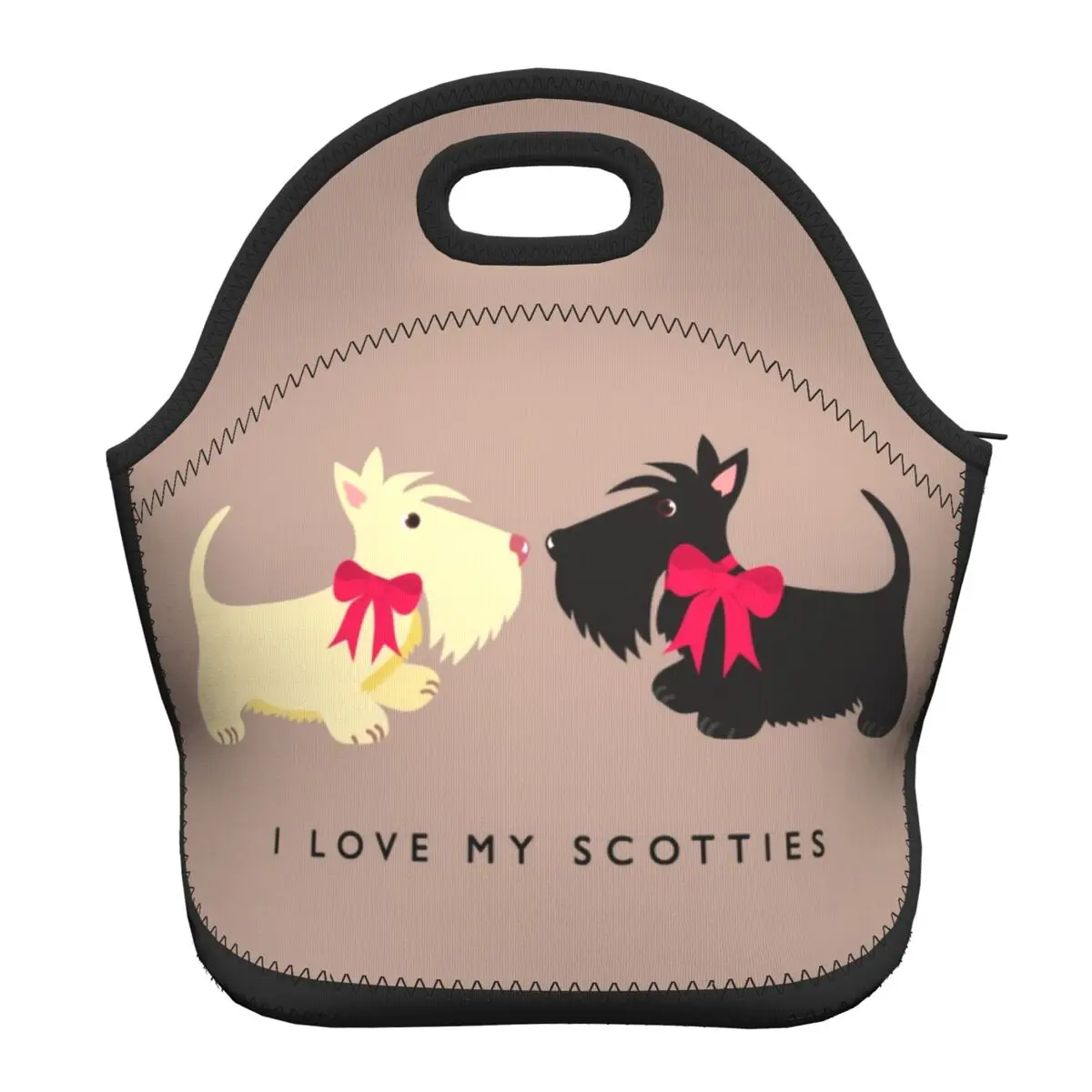 Уэст-Хайленд-Уайт-терьер и Скотти Изолированная сумка для ланча, Женская сумка для собак с шотландским терьером, Термоохладитель, Неопреновый Ланч-бокс для еды - 5